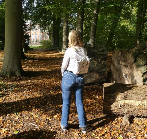 Grote foto cara italiaans leren schoudertas rugtas met bloemprint sieraden tassen en uiterlijk rugtassen