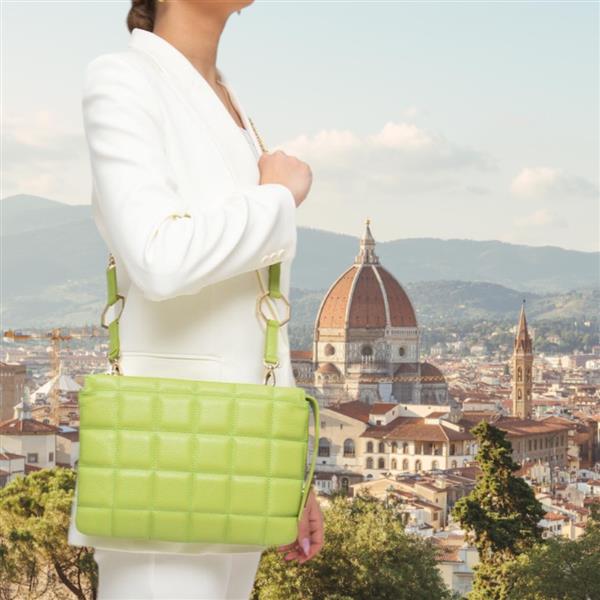 Grote foto iza schoudertasje groen echt leer italiaans designer merk anna virgili sieraden tassen en uiterlijk damestassen