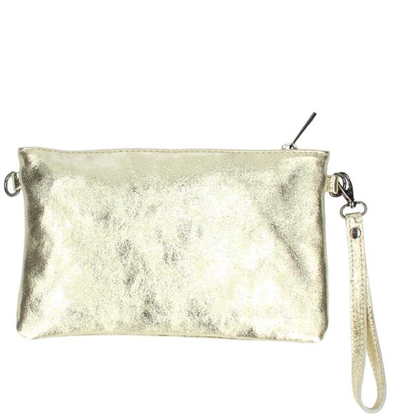 Grote foto melissa italiaans leren clutch goud met afneembaar schouderriempje sieraden tassen en uiterlijk damestassen