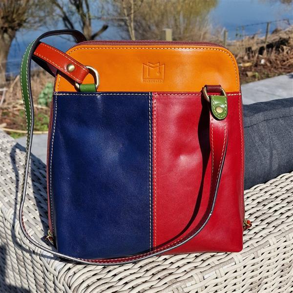 Grote foto marianne italiaans leren rugtas klein colour blocking sieraden tassen en uiterlijk rugtassen