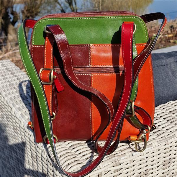 Grote foto marianne italiaans leren rugtas klein colour blocking sieraden tassen en uiterlijk rugtassen