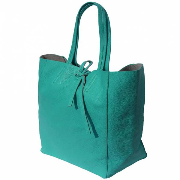 Grote foto bianca italiaans leren shopper turquoise sieraden tassen en uiterlijk damestassen