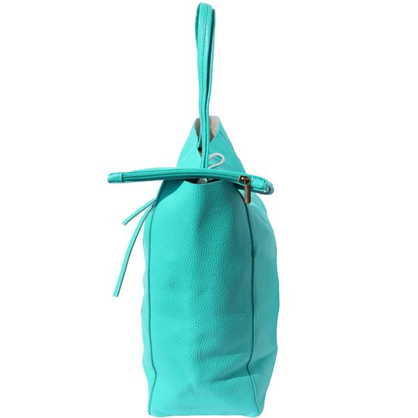 Grote foto bianca italiaans leren shopper turquoise sieraden tassen en uiterlijk damestassen