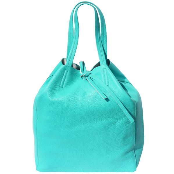 Grote foto bianca italiaans leren shopper turquoise sieraden tassen en uiterlijk damestassen