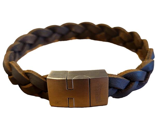 Grote foto thomss no. 1 gevlochten leren herenarmband bruin 22 5 cm sieraden tassen en uiterlijk armbanden voor haar