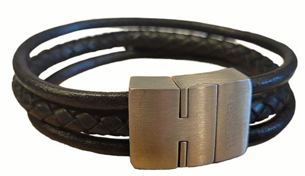 Grote foto thomss no. 7 leren herenarmband 3 bands zwart 22 cm sieraden tassen en uiterlijk armbanden voor haar