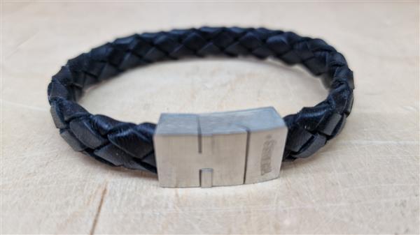 Grote foto thomss no. 5 robuust leren herenarmband zwart 22 5 cm sieraden tassen en uiterlijk armbanden voor haar