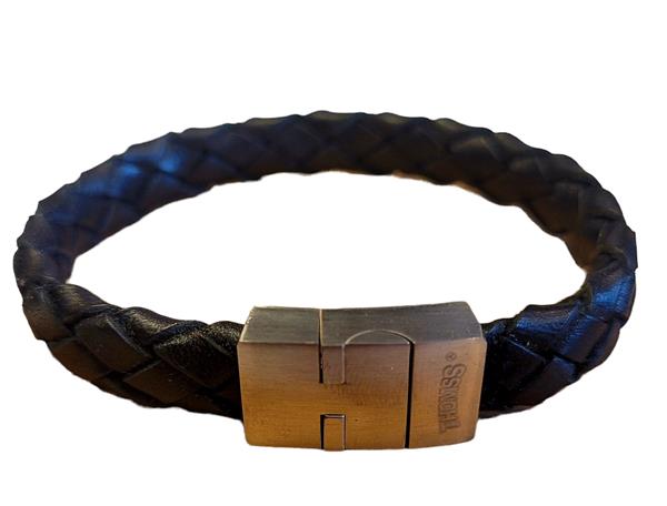 Grote foto thomss no. 5 robuust leren herenarmband zwart 22 5 cm sieraden tassen en uiterlijk armbanden voor haar