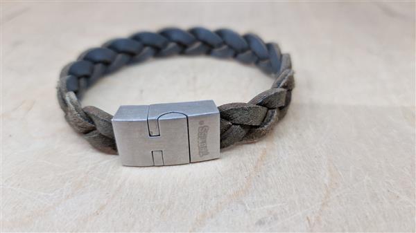 Grote foto thomss no. 14 leren herenarmband stoer gevlochten bruin grijs 20 5 cm sieraden tassen en uiterlijk armbanden voor haar