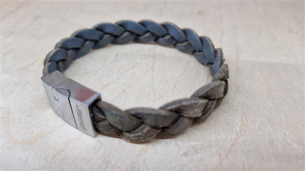 Grote foto thomss no. 14 leren herenarmband stoer gevlochten bruin grijs 20 5 cm sieraden tassen en uiterlijk armbanden voor haar