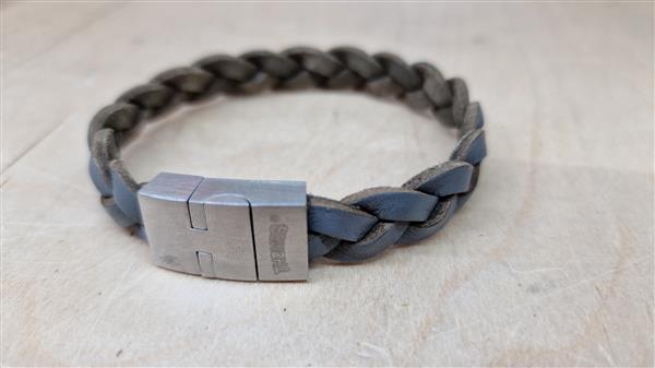 Grote foto thomss no. 15 leren herenarmband stoer gevlochten grijs bruin 21 cm sieraden tassen en uiterlijk armbanden voor haar