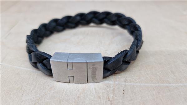 Grote foto thomss no. 4 herenarmband zwart gevlochten leer 21 cm sieraden tassen en uiterlijk armbanden voor haar