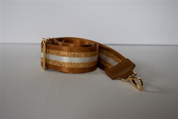 Grote foto bagstrap cognac gestreept leer polyester sieraden tassen en uiterlijk damestassen