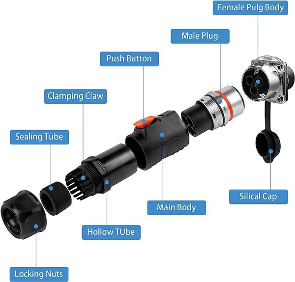 Grote foto complete set 3 aderig connector wand snelkoppeling ip67 waterdicht 0 aderige kabel 0 5mm2 tot 6 0 mm zakelijke goederen overige zakelijke goederen