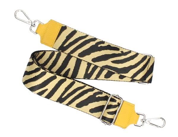 Grote foto bagstrap zebra geel met zilverkleurige sluiting sieraden tassen en uiterlijk damestassen