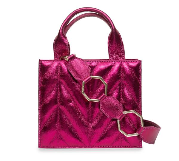 Grote foto irama klein leren handtasje fuchsia designermerk anna virgili made in italy sieraden tassen en uiterlijk damestassen
