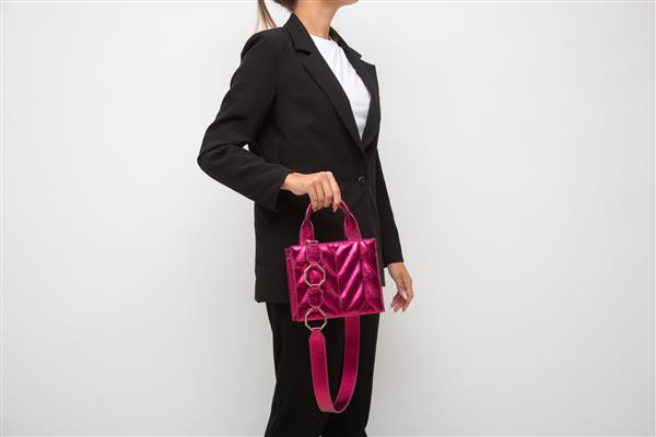 Grote foto irama klein leren handtasje fuchsia designermerk anna virgili made in italy sieraden tassen en uiterlijk damestassen