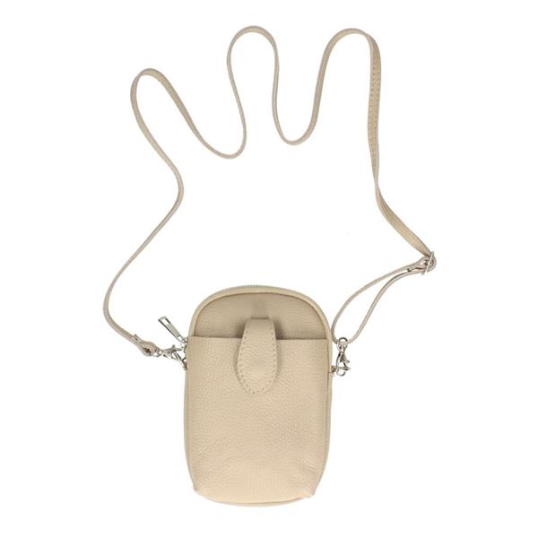 Grote foto laila telefoontasje taupe in italiaans leer sieraden tassen en uiterlijk damestassen
