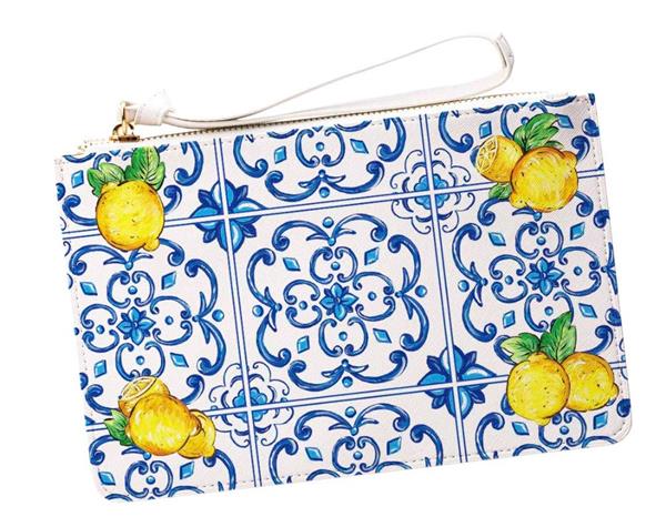 Grote foto sicilie clutch vegan leer made in italy handbeschilderd met kleurrijk keramiek motief en citroenen sieraden tassen en uiterlijk damestassen