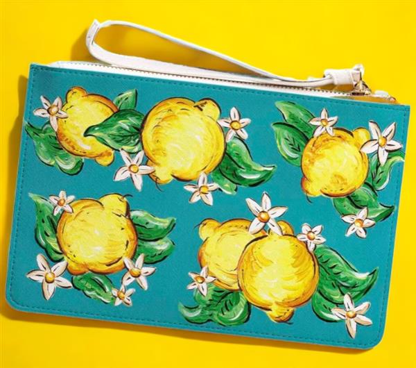 Grote foto amalfi clutch vegan leer made in italy handbeschilderd met citroenen sieraden tassen en uiterlijk damestassen