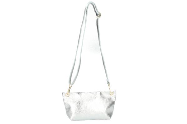 Grote foto carlotta klein leren schoudertasje zilver made in italy sieraden tassen en uiterlijk damestassen