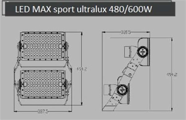 Grote foto vocare led max sport ultralux 480w heavy duty schijnwerper voor led sportveld en plein verlichting doe het zelf en verbouw gereedschappen en machines