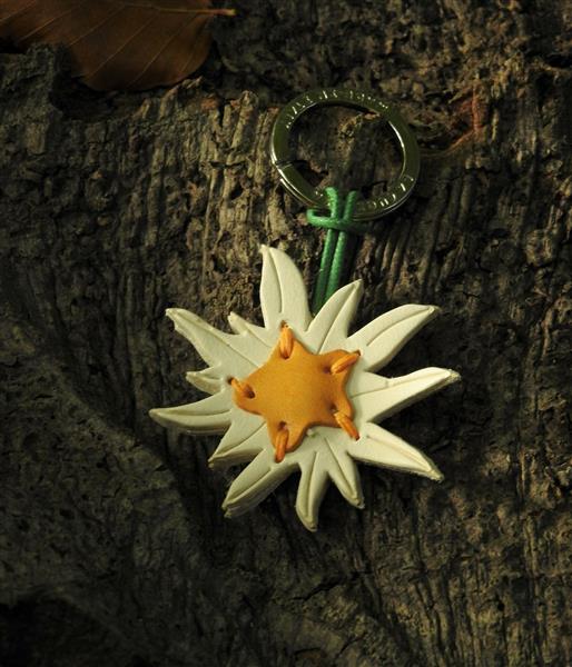 Grote foto leren sleutelhanger edelweiss handgemaakt in itali verzamelen overige verzamelingen