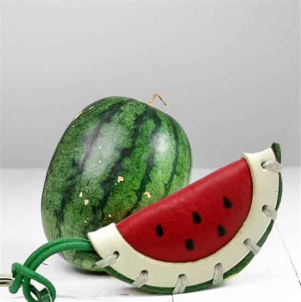 Grote foto handgemaakte italiaans leren sleutelhanger watermeloen verzamelen overige verzamelingen