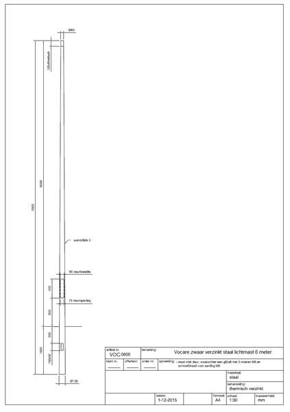 Grote foto 6 meter bovengronds zwaar verzinkt stalen lantaarnpaal lichtmast. totale lengte 7 meter zakelijke goederen overige zakelijke goederen