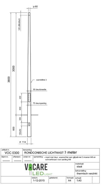 Grote foto 3 meter bovengronds stalen lantaarnpaal lichtmast zakelijke goederen overige zakelijke goederen