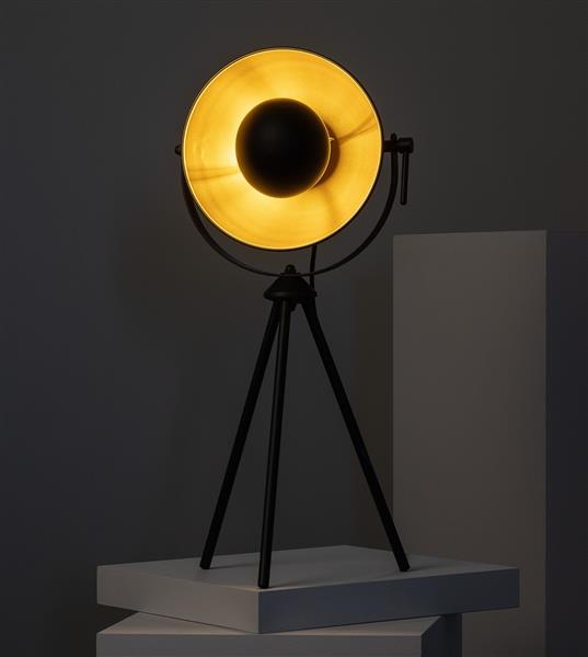 Grote foto tafellamp industrieel driepoot statief buiten zwart binnen goud 57cm x 26cm huis en inrichting overige