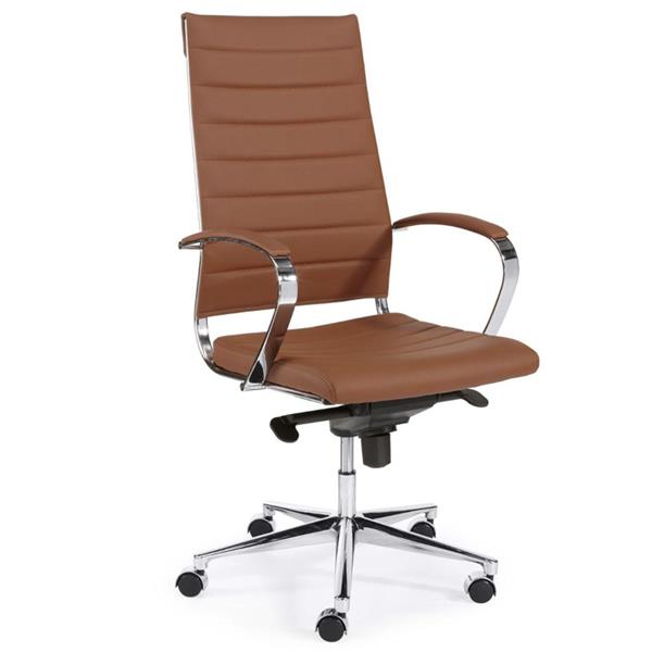Grote foto espinoza bureaustoel hoge rug cognac kunstleder chroom huis en inrichting stoelen