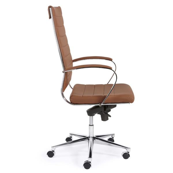 Grote foto espinoza bureaustoel hoge rug cognac kunstleder chroom huis en inrichting stoelen