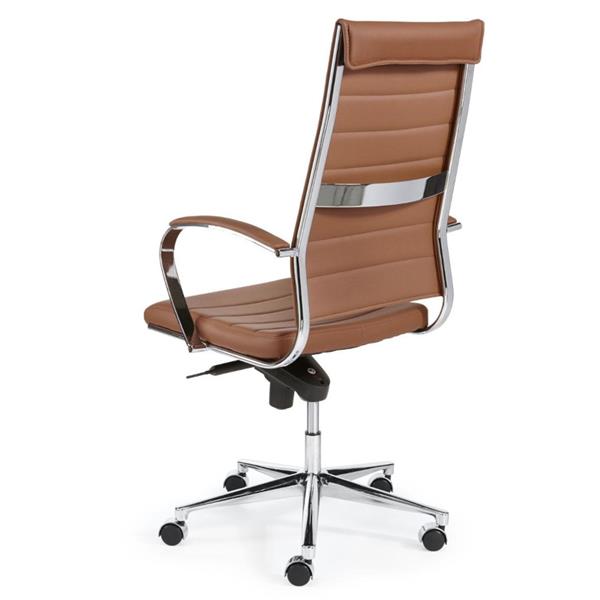 Grote foto espinoza bureaustoel hoge rug cognac kunstleder chroom huis en inrichting stoelen