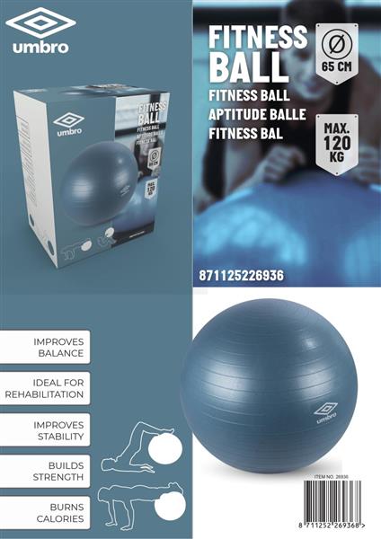 Grote foto umbro blauwe fitnessbal 65cm sport en fitness fitness