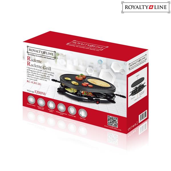 Grote foto royalty line 2 in 1 electrische grill met 8 stuks raclette huis en inrichting keukenbenodigdheden