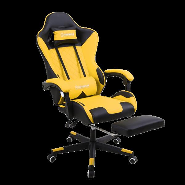 Grote foto herzberg gaming en bureaustoel met intrekbare voetsteun geel spelcomputers games overige merken