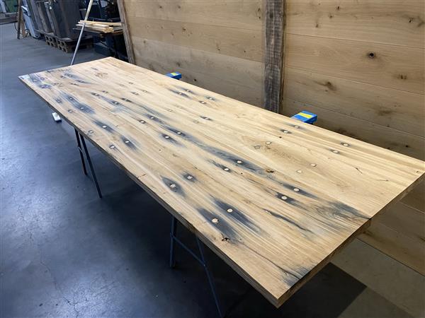 Grote foto spoorplanken tafelblad 40 mm 92.35x325 eikenhout doe het zelf en verbouw hout en planken