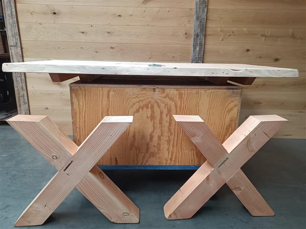 Grote foto douglas kruispoot tafel 250cm bouwpakket doe het zelf en verbouw hout en planken