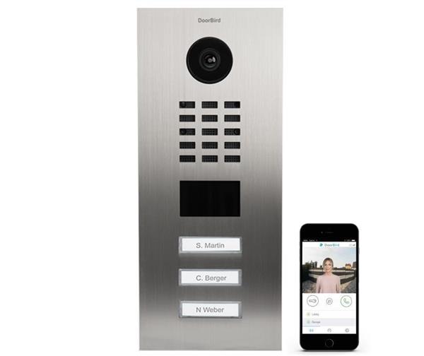 Grote foto doorbird ip intercom d2103v rvs v2a 3 drukknoppen d2103v rvs v2a 3 drukknoppen audio tv en foto videobewakingsapparatuur