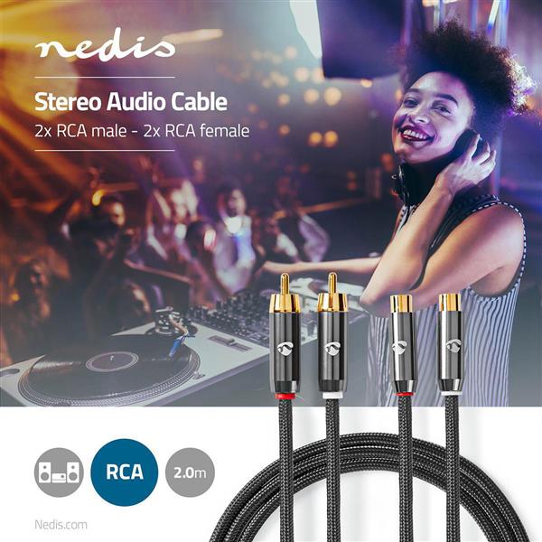 Grote foto stereo audiokabel 2x rca male 2x rca female 5.00m stereo audiokabel 2x rca male 2x rca female 5.00m audio tv en foto onderdelen en accessoires