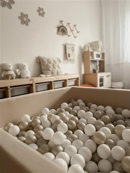 Grote foto ballenbad vierkant 110x110 beige soft velvet incl. ballen 400 ballen naar keuze kinderen en baby overige