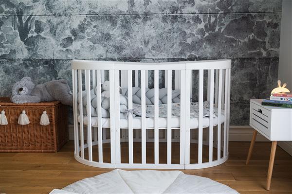 Grote foto multifunctioneel ovaal 7 in 1 babybed peuterbed incl. matras wit wit kinderen en baby complete kinderkamers