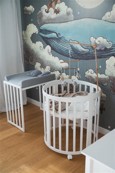 Grote foto multifunctioneel ovaal 7 in 1 babybed peuterbed incl. matras wit wit kinderen en baby complete kinderkamers