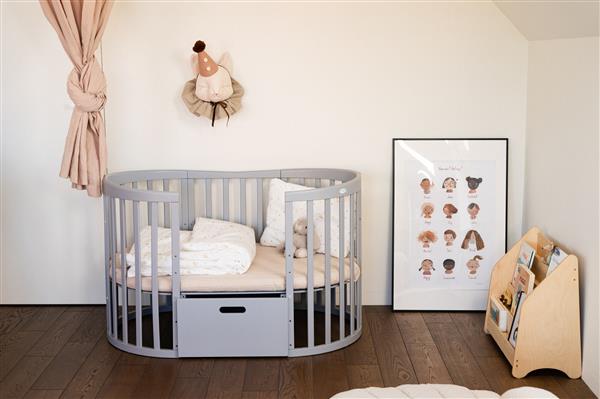 Grote foto multifunctioneel ovaal7 in 1 babybed peuterbed incl. matras grijs grijs kinderen en baby complete kinderkamers