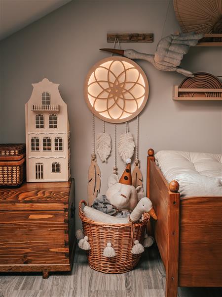 Grote foto houten wandlamp dreamcatcher dreamcatcher kinderen en baby complete kinderkamers