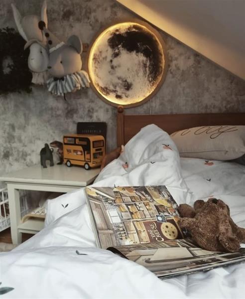 Grote foto houten decolamp moon moon 40cm kinderen en baby complete kinderkamers