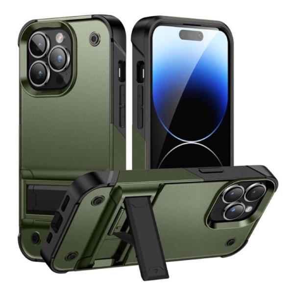 Grote foto iphone 14 pro armor hoesje met kickstand shockproof cover case groen telecommunicatie mobieltjes