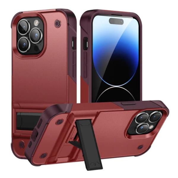 Grote foto iphone 15 armor hoesje met kickstand shockproof cover case rood telecommunicatie mobieltjes