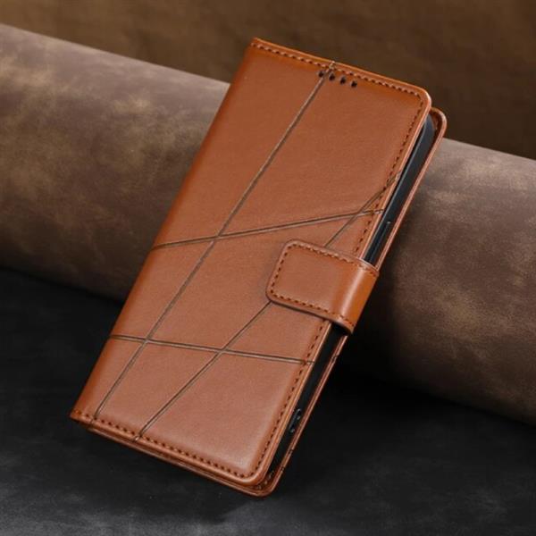 Grote foto samsung galaxy m13 5g flip case portefeuille wallet cover leer hoesje bruin telecommunicatie mobieltjes